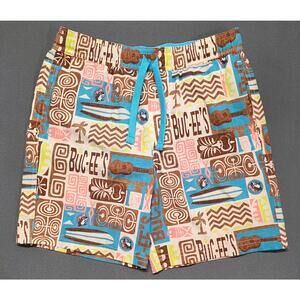 Buc-ees' Swim Trunks Boys Large Mesh Lined Floral Print Patchwork Beach Vacation